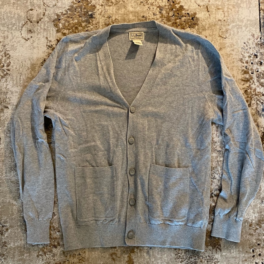 LLBEAN Men’s Grey Cashmere Blend Cardigan